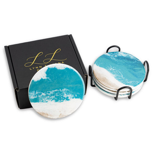 4pcs Ceramic Resin Coasters (Caribbean Blue)