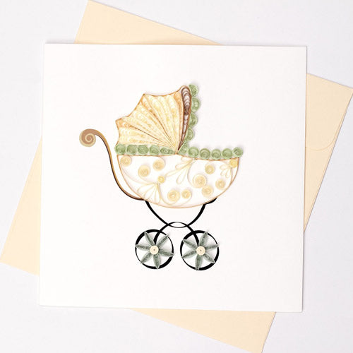 Quilled Pram Greeting Card (15x15cm)