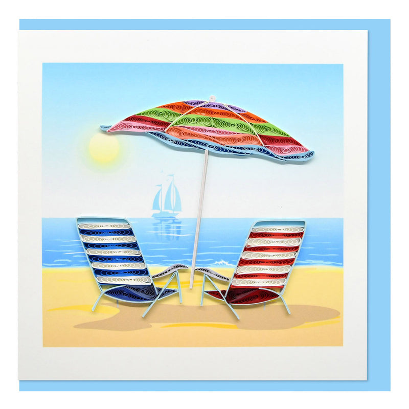 Quilled Beach Chairs Greeting Card (15x15cm)