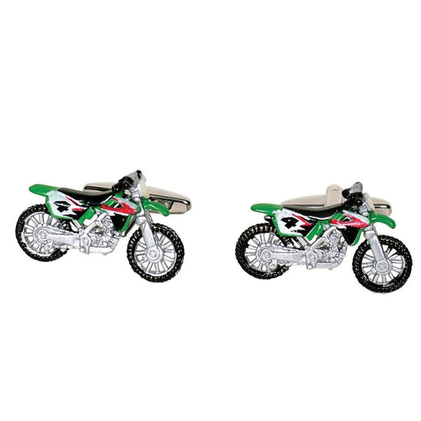 Motocross Bike Button Cufflinks (Green)