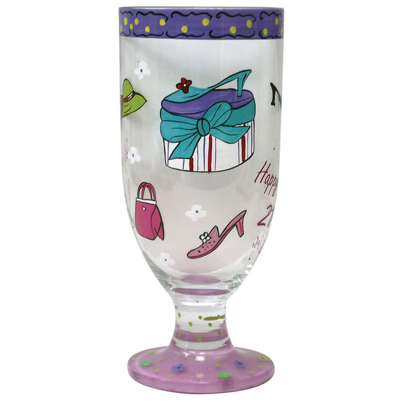 Princess 21st Hand-Painted Long Drinking Glass