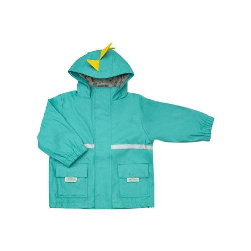 Silly Billyz Waterproof Jacket with Dino Hood (Aqua)