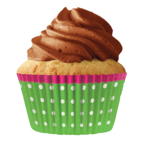 Standard Green Dots and Pink Trim Cupcake Cups 32pk