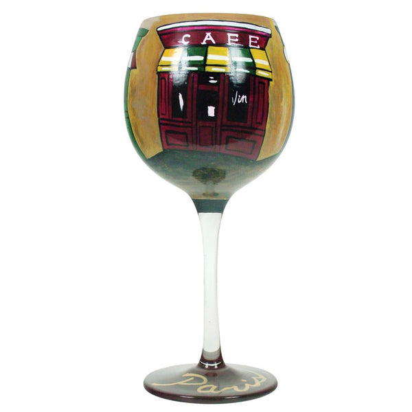 Paris Hand-Painted Red Wine Glass