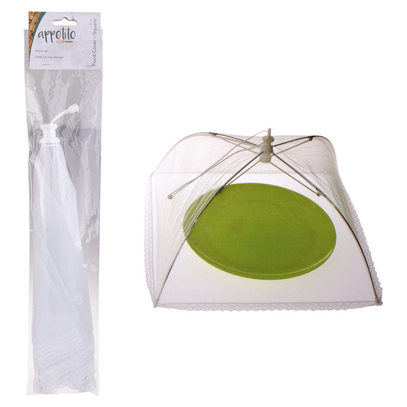 Appetito Square Nylon Net Food Cover (White)