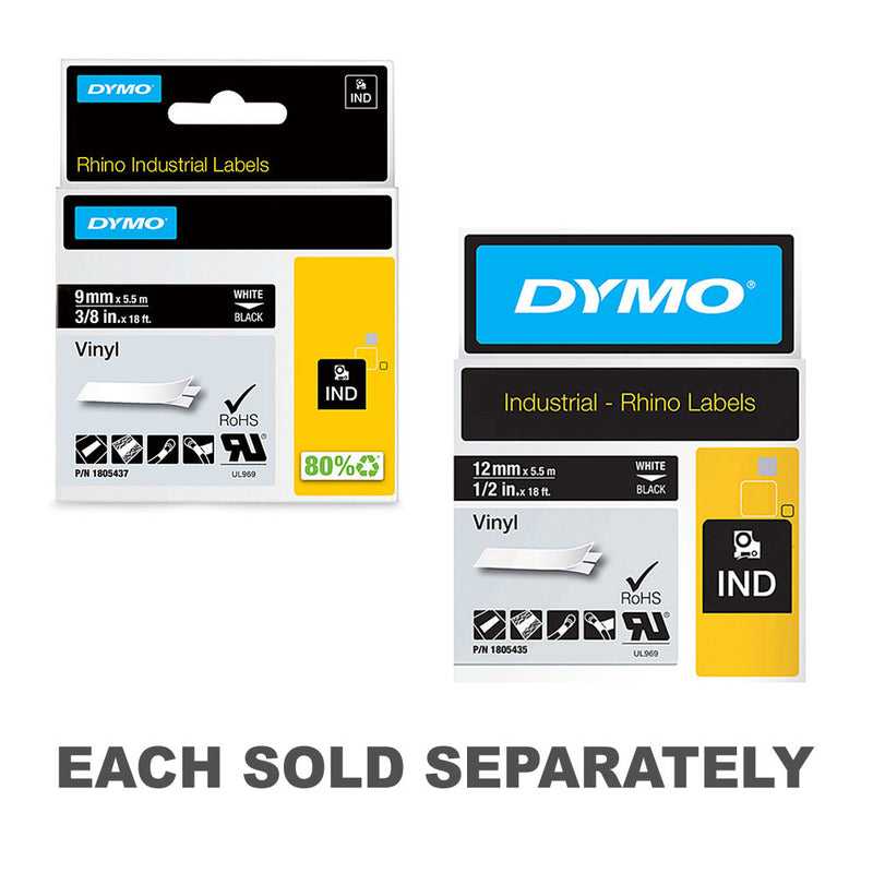 Dymo Rhino White on Black Vinyl Tape