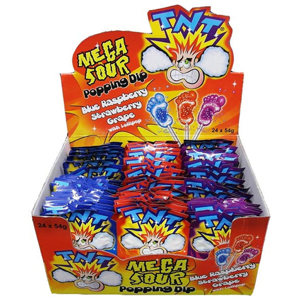 TNT Mega Sour Popping Dip with Lollipop 24pcs