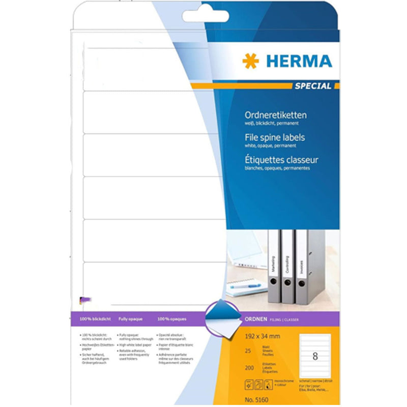 Herma File Spine Labels A4 25pc (White)