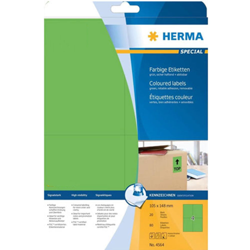 Herma Removable Coloured Labels A4 20pc (105x148mm)