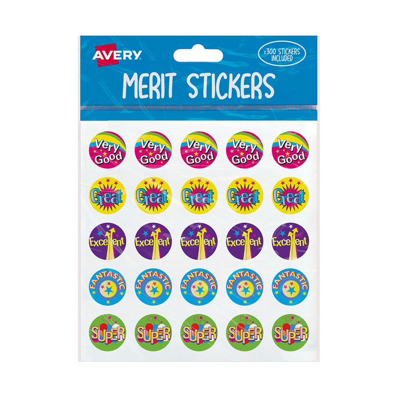 Avery Captions Merit Stickers 300stcs