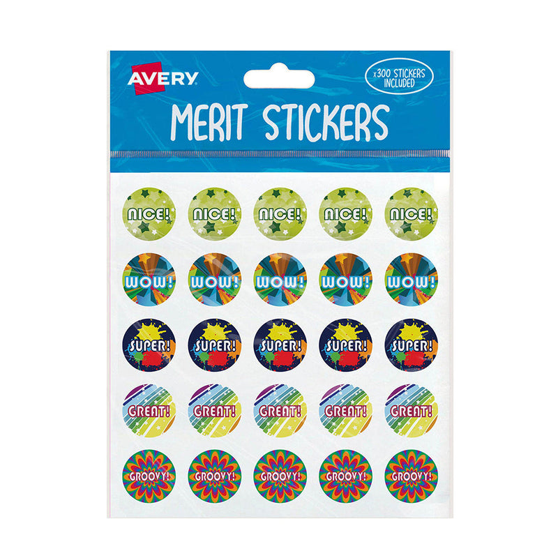 Avery Captions Merit Stickers 300stcs