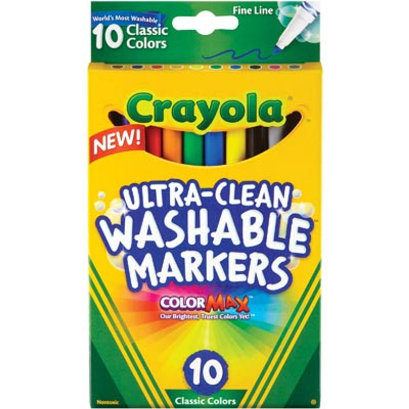 Crayola Ultraclean Washable Fineline Marker (Pack of 10)