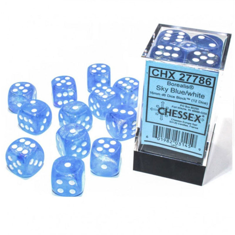 Borealis Chessex 12mm D6 Luminary Dice Block