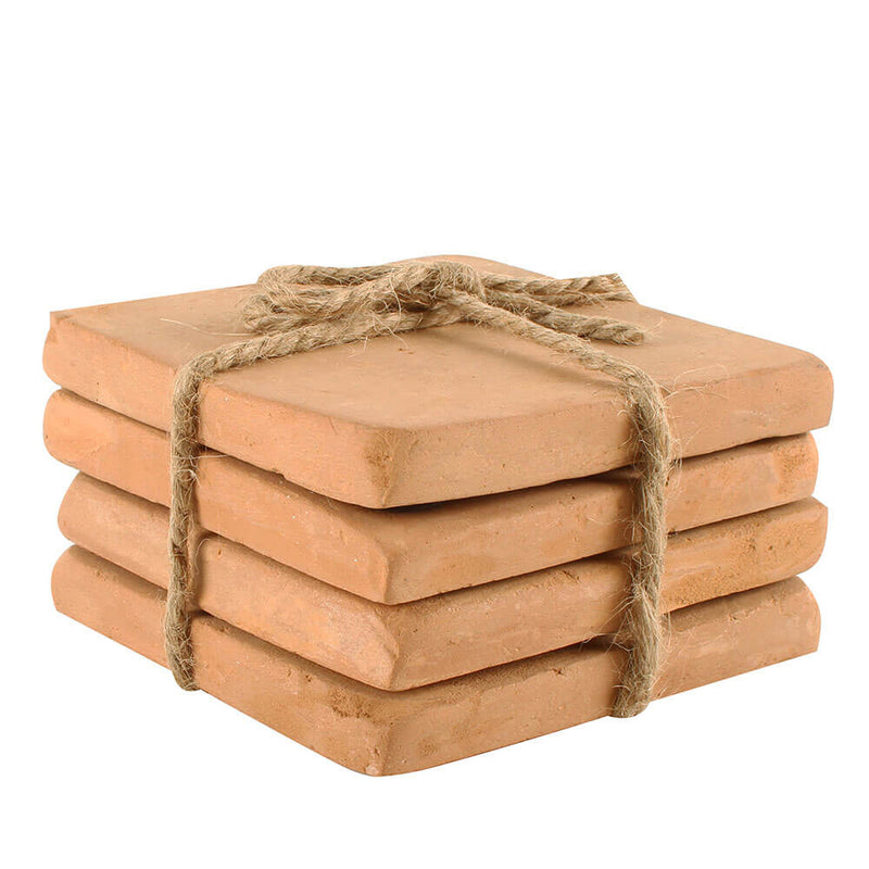 Caharin Terracotta Coasters med stoppere Sæt på 4