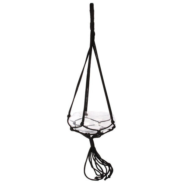 Madilo Macrame Hanging Glass Vase Black (80x20x8cm)