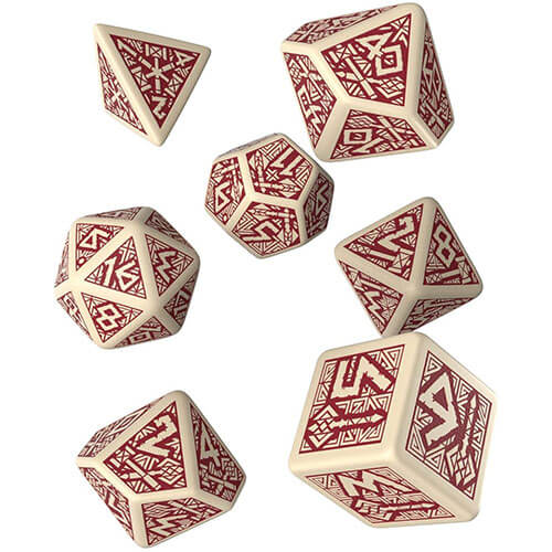 Q Workshop Dwarven Beige & Burgundy Dice Set of 7