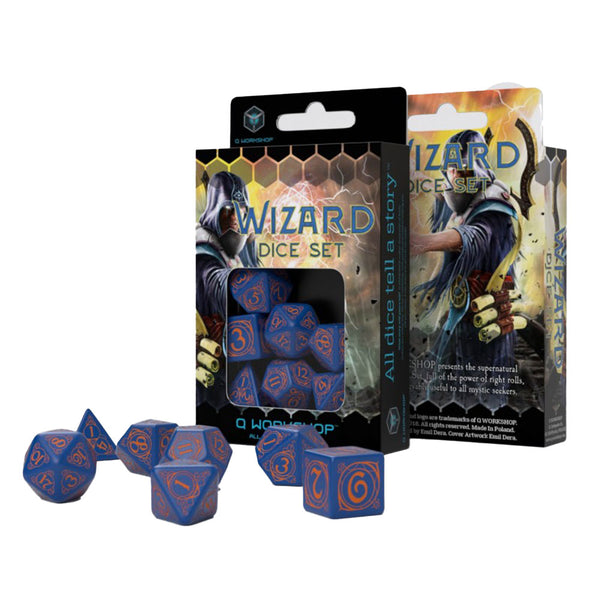 Q Workshop Wizard Dice Set 7pcs (Blue & Orange)