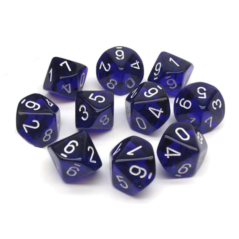 Chessex D10 Polyhedral 10-teiliges durchscheinendes Set