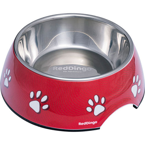 Melamine Bowl with Pawprint Design (Red)