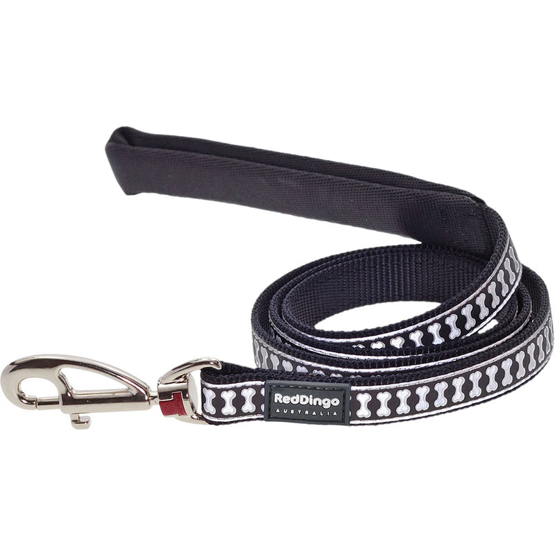 Reflective Bones Dog Lead (Black)