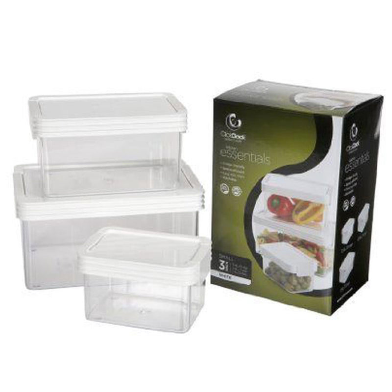 ClickClack Basics Square Container 3pcs (hvid)