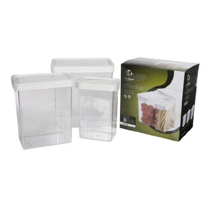 ClickClack Basics Square Container 3pcs (hvid)