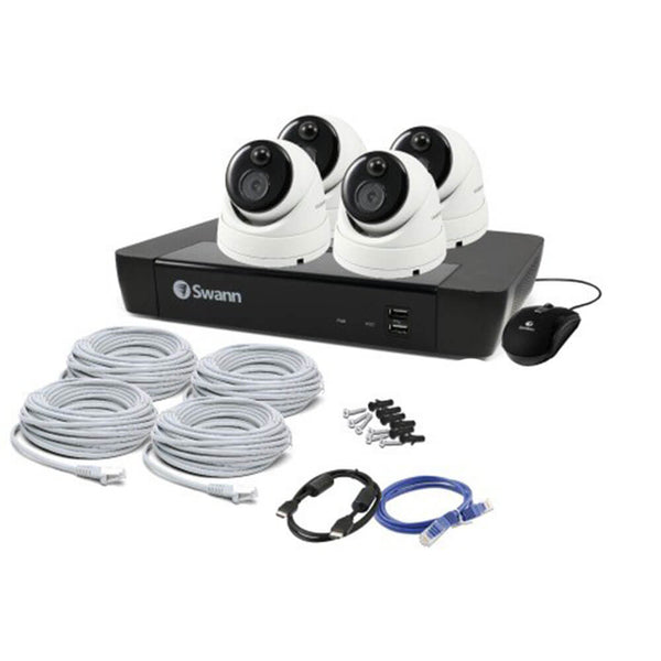 Swann 8CH 4K NVR Kit with 4x 4K PIR Dome Cameras