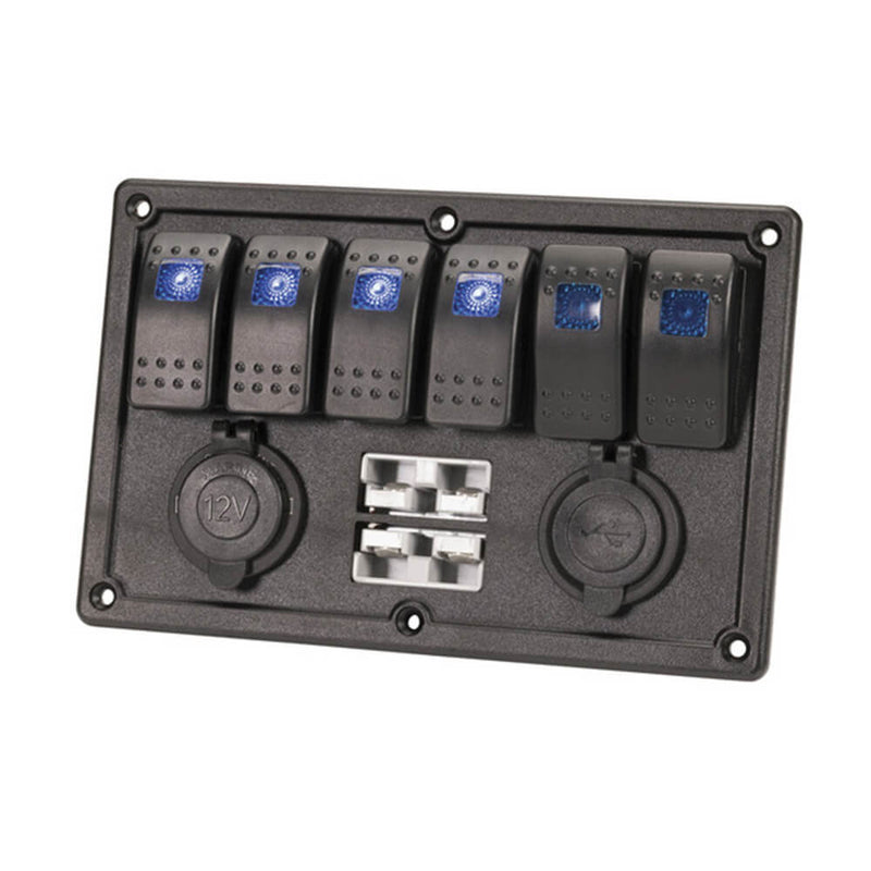 Illuminated Switch Panel With USB & Battery Plugs