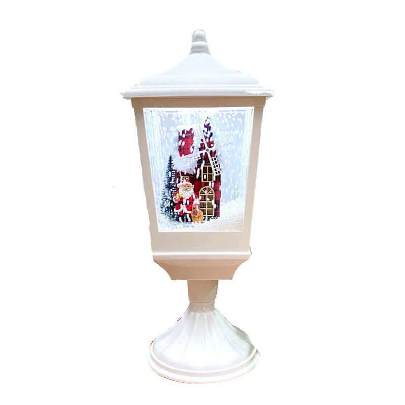 Led Snow Lantern W/ Santa's House & Windmill