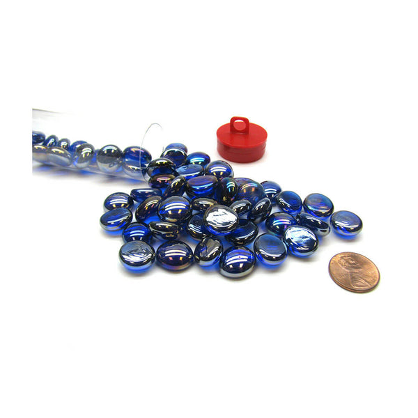 Gaming Stones Crystal Dark Blue Irid. Glass Stones 4" Tube