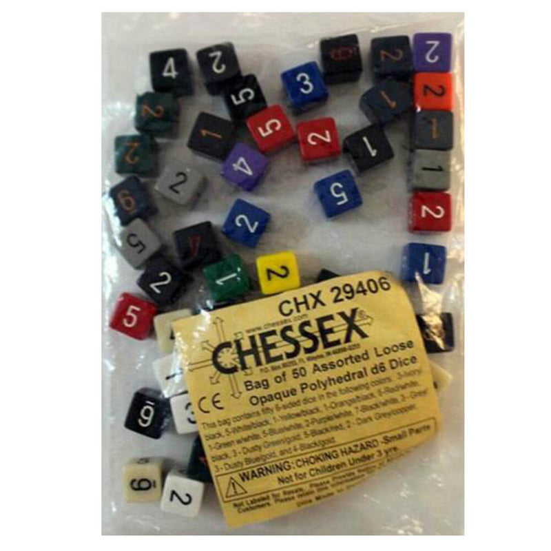 D6 DICE Assorteret Loose Polyhedral (50 terninger)