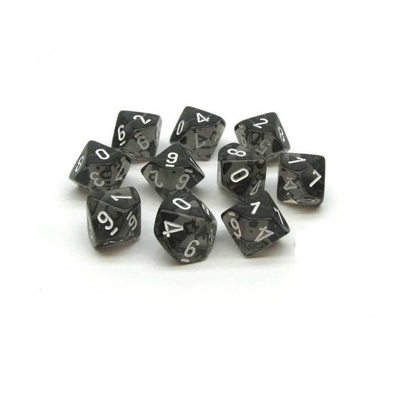 D10 Dice Translucent (10 Dice in a Bag)