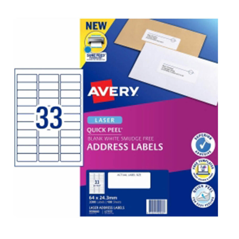 Avery laseradresse label White (100pk)