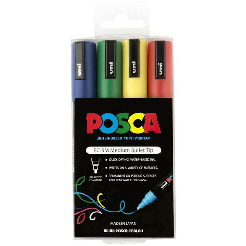 Uni Posca 2,5-mm-Spitzenmarker, sortiert (4er-Pack)