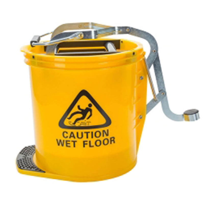 CleanLink Heavy-Duty Metal Wringer Mop Bucket 16L