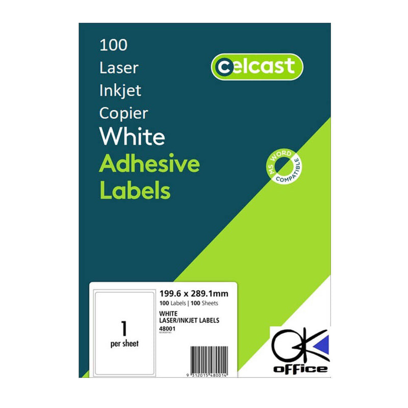 Celcast laser/inkjet -etiketter White (100pk)