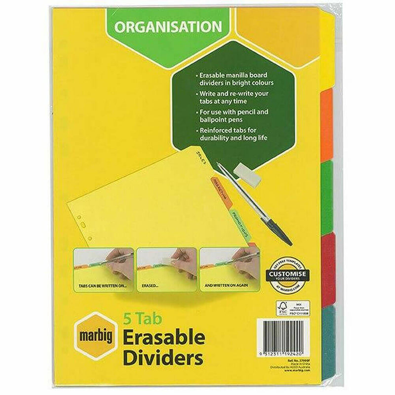 Marbig Manilla Slettbare divider (A4)