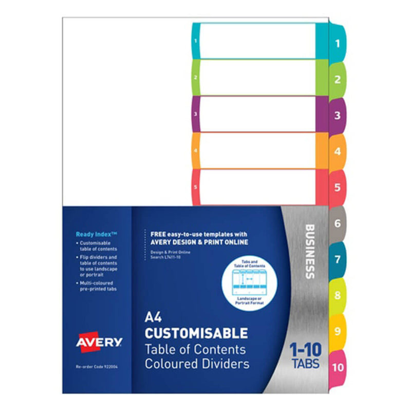 Avery Customizable Ready Index Dividers (A4)