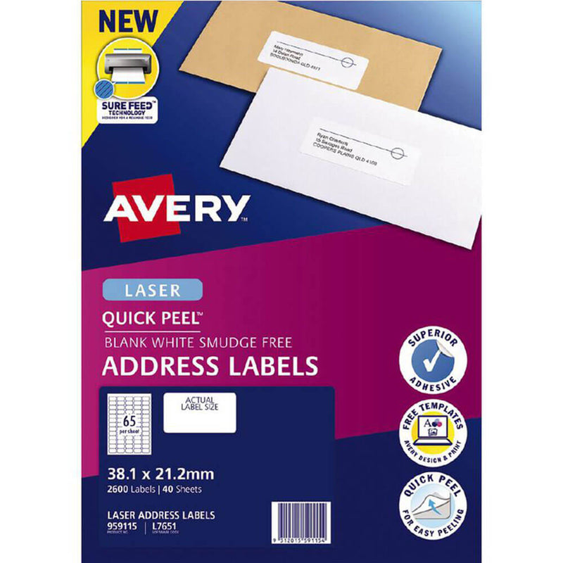 Avery Laser Quick Peel -adressetiketter