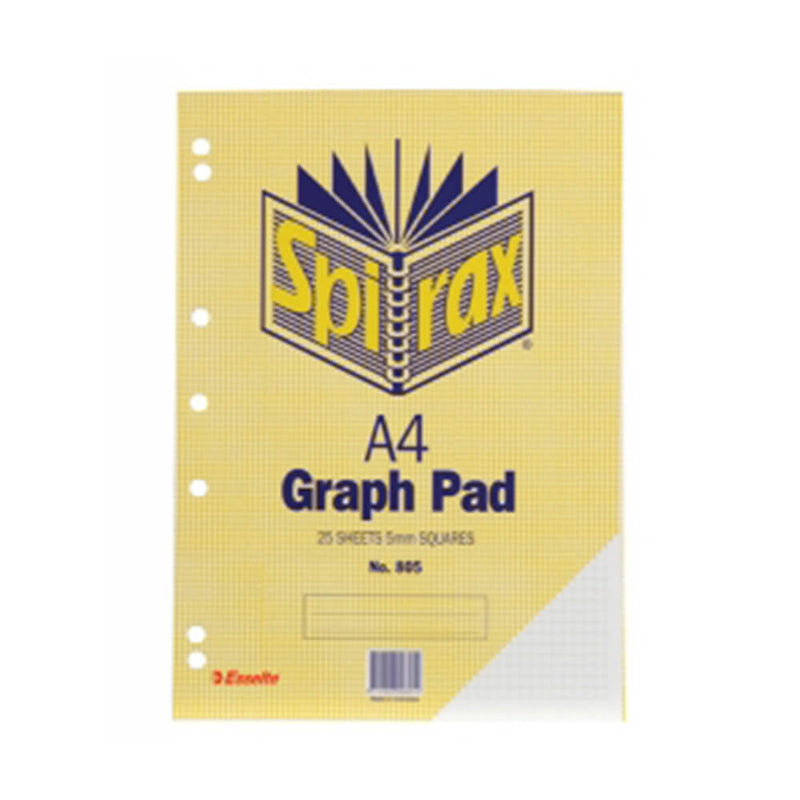 Spirax A4 25-Leaf Graph Pad (Pack of 10)