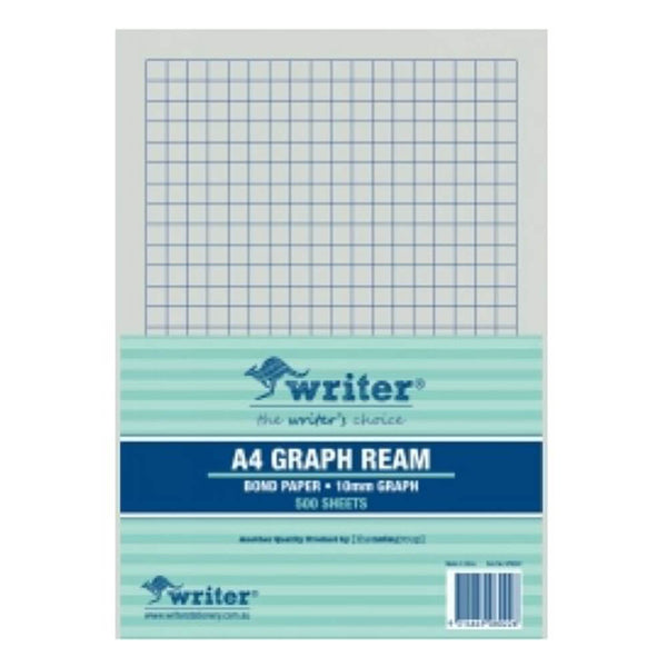 Writer A4 10mm Graph Ruled Portrait Exam Paper (500 Sheets)